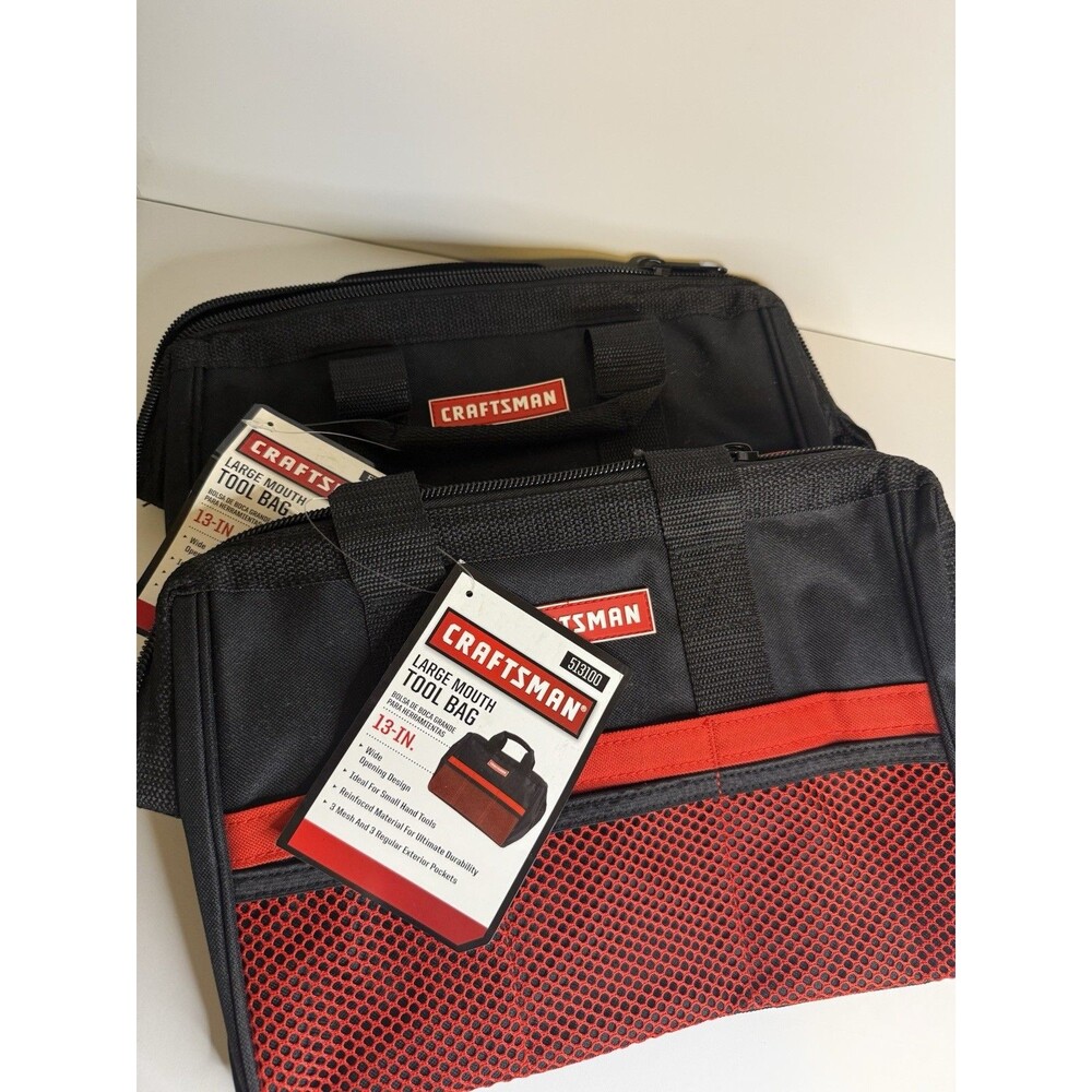 2 Craftsman 13" Large Mouth Tool Bag - Black/Red